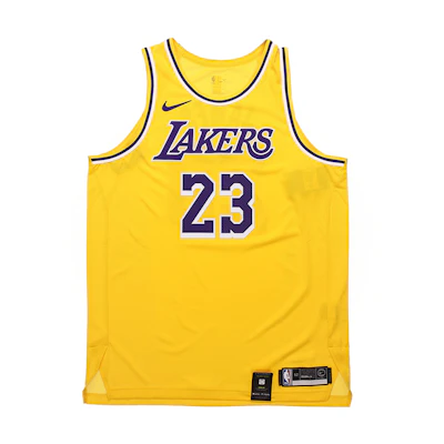 Nike NBA LA Lakers LeBron James Connected Jersey Yellow Basketball Tank Top Mens AA7265-735