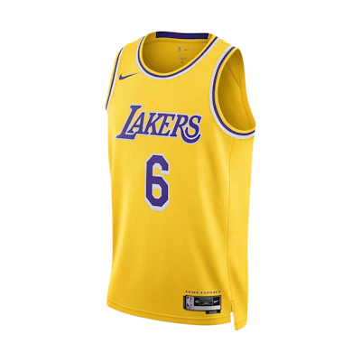Nike NBA Lakers LeBron James #6 Team Jersey Yellow Sleeveless Unisex Basketball Tank DN2009-728