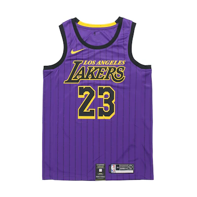 Nike NBA LeBron James City Edition Jersey Lakers #23 Purple Men's Fan Version AJ4618-510