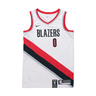 Nike NBA Lillard #0 Blazers Fan Edition Dri-Fit Jersey White Men's Limited 864445-100