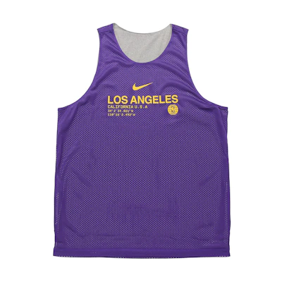 Nike NBA Los Angeles Lakers Reversible Breathable Basketball Jersey Grey Purple CN0717-504