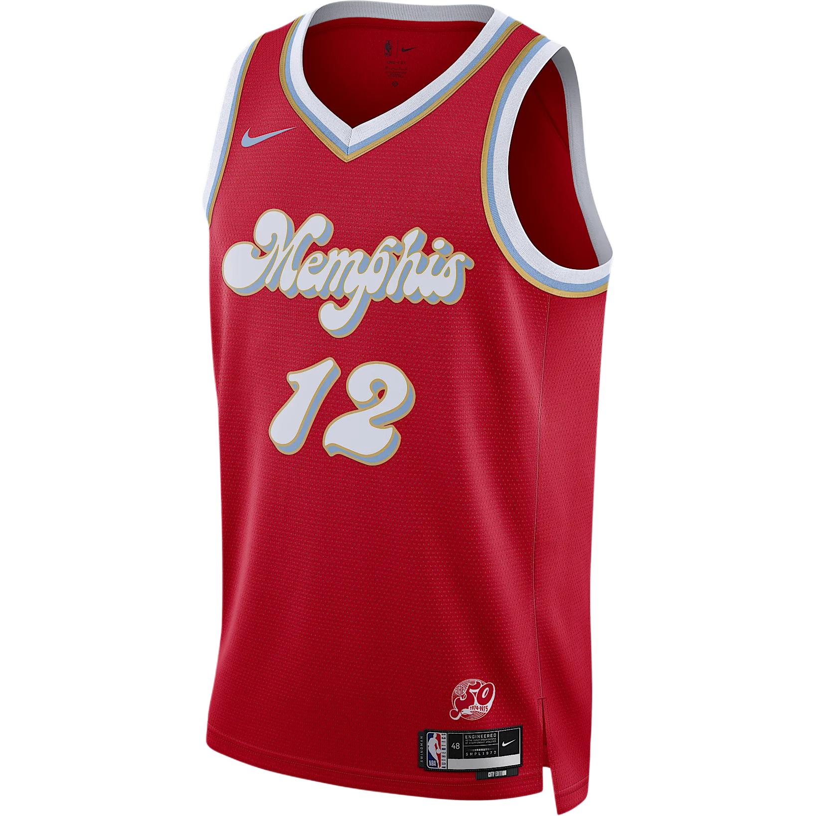 Order Nike x NBA Memphis Grizzlies Ja Morant 2024/25 City Edition Merah Jersi Bola Keranjang. FQ4347-658