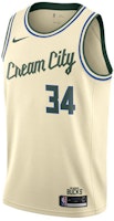 Nike x NBA Milwaukee Bucks Giannis Antetokounmpo 34 City Edition Jersey Beige Men AV4652-280 Nike x NBA Milwaukee Bucks Giannis Antetokounmpo 34 City Edition Jersey Beige Men AV4652-280