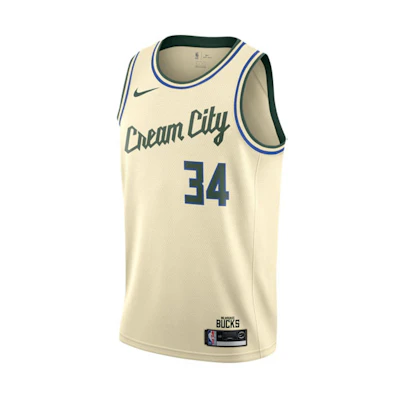 Nike NBA Milwaukee Bucks Giannis Antetokounmpo 34 City Edition Jersey Beige Men AV4652-280