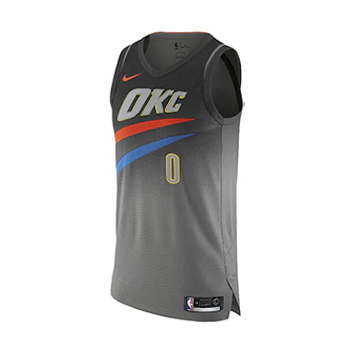 Nike NBA Oklahoma City Thunder Westbrook #0 Jersey Dark Steel Gray () AH6063-039