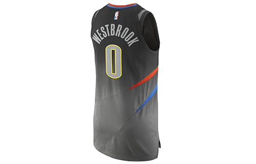 Lookbook Nike x NBA 奧克拉荷馬雷霆 Westbrook #0 球衣 深鋼灰 AH6063-039