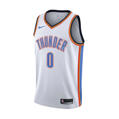 Nike NBA Russell Westbrook Association Edition Jersey Thunder #0 White Sleeveless. 864437-100