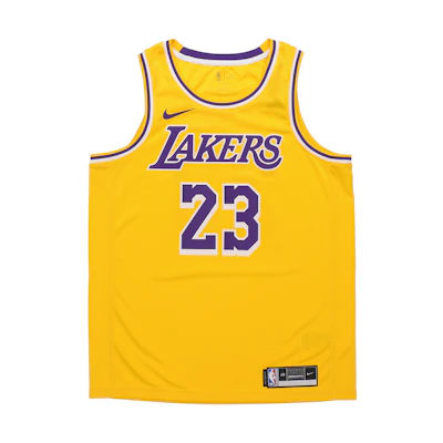 Nike NBA Swingman Jersey Lakers LeBron James #23 Yellow Men's Gift Edition AA7099-741