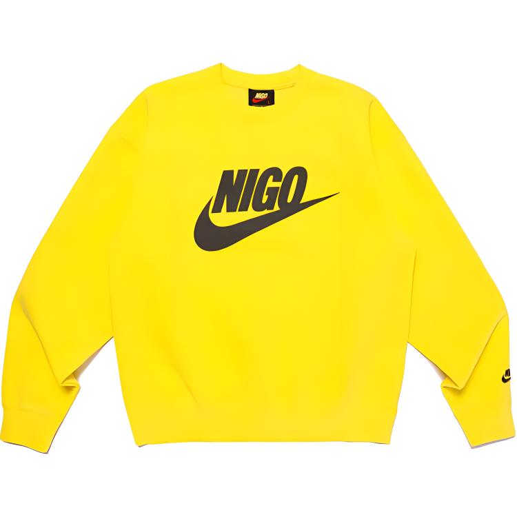 Order Nike x Nigo FW24 Retro Logo Crewneck Long Sleeve Sweatshirt Yellow Unisex FV5941-735