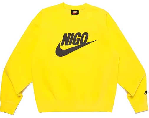 Nike x Nigo FW24 Retro Logo Crewneck Long Sleeve Sweatshirt Yellow Unisex FV5941-735 Order Nike x Nigo FW24 Retro Logo Crewneck Long Sleeve Sweatshirt Yellow Unisex FV5941-735