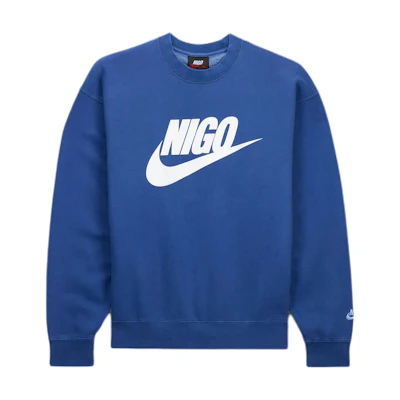 Nike Nigo FW24 Retro Logo Crewneck Navy Sweatshirt Unisex Long Sleeve. FV5941-492