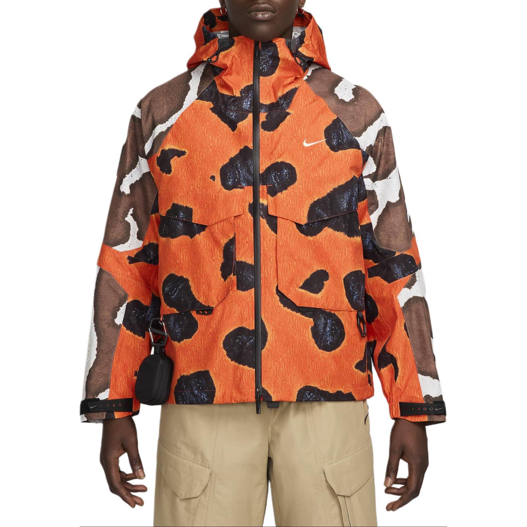 Shop Nike x Nocta FW24 Jaket Hoodie Pria Multi-Pocket Logo Oranye Coklat Bordir FZ3253-819