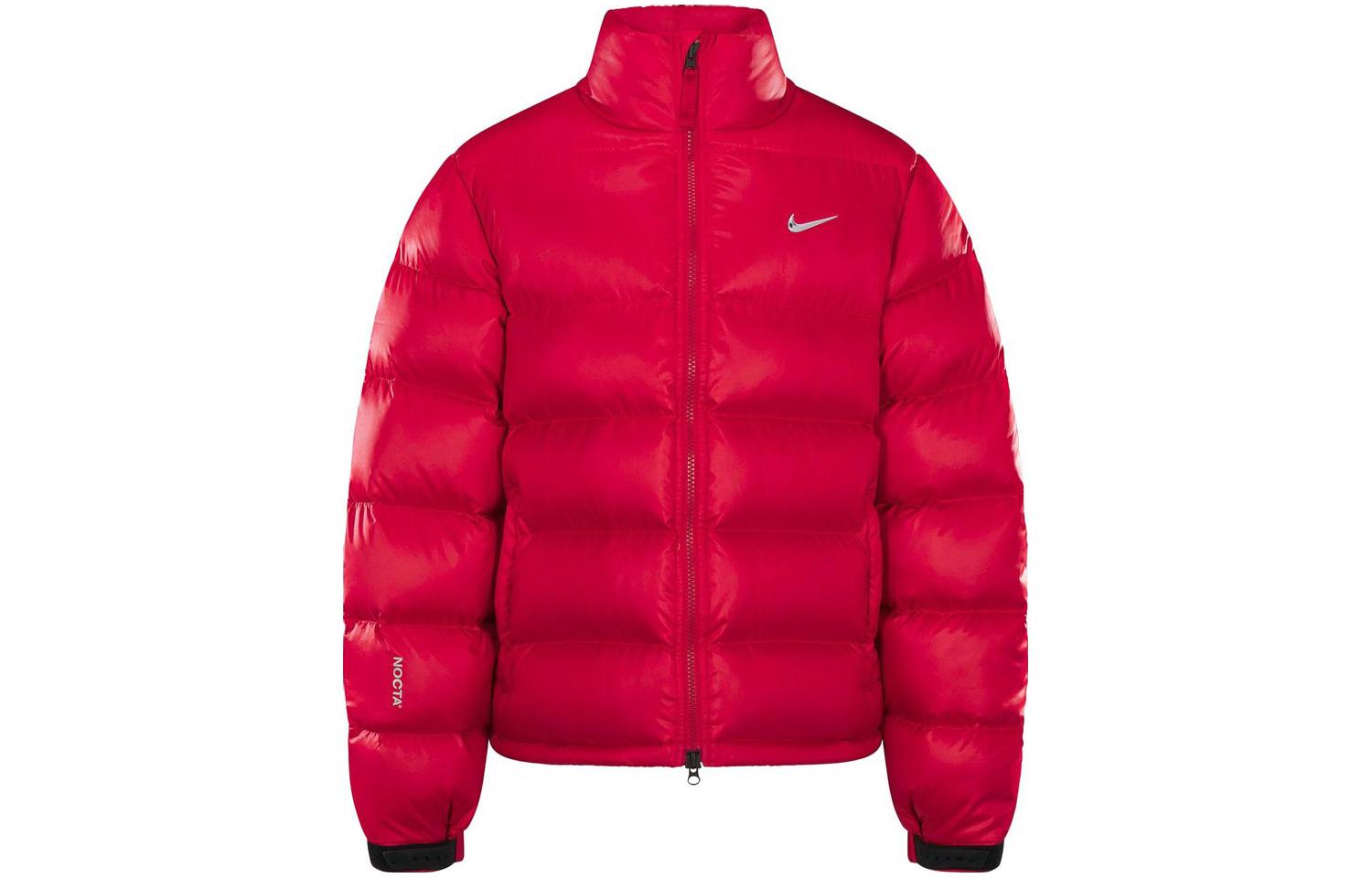 Nike x NOCTA Sunset Puffer Red Jacket  Logo Print High Collar Quilted Coat DO2783-657