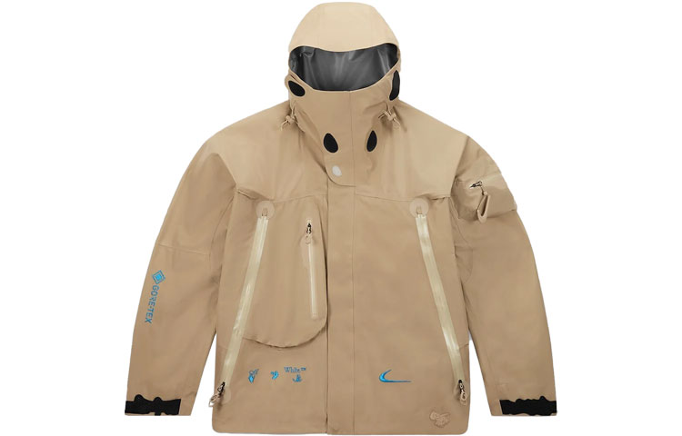 Nike Off-White™ Logo Print Hoodie Jacket Unisex Khaki US Edition. DQ6456-247 圖 2