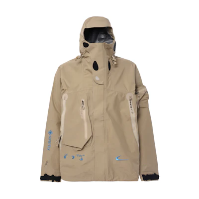 Nike Off-White Logo Print Hooded Softshell Jacket Khaki Unisex Collaboration DQ6457-247