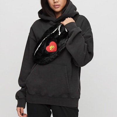 Nike x Olivia Kim Heritage Faux Fur Waist Bag Black Shop Nike x Olivia Kim Heritage Faux Fur Waist Bag Black