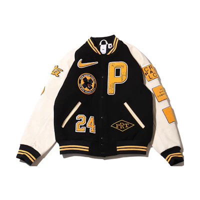 Nike x Patta Running Team Varsity Jacket (Asia Sizing) Black/Yellow/White FJ3107-010