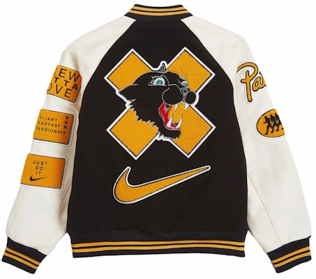 Nike x Patta Running Team Varsity Jacket (Asia Sizing) Black/Yellow/White FJ3107-010 Order Nike x Patta Running Team Varsity Jacket (Asia Sizing) Black/Yellow/White FJ3107-010