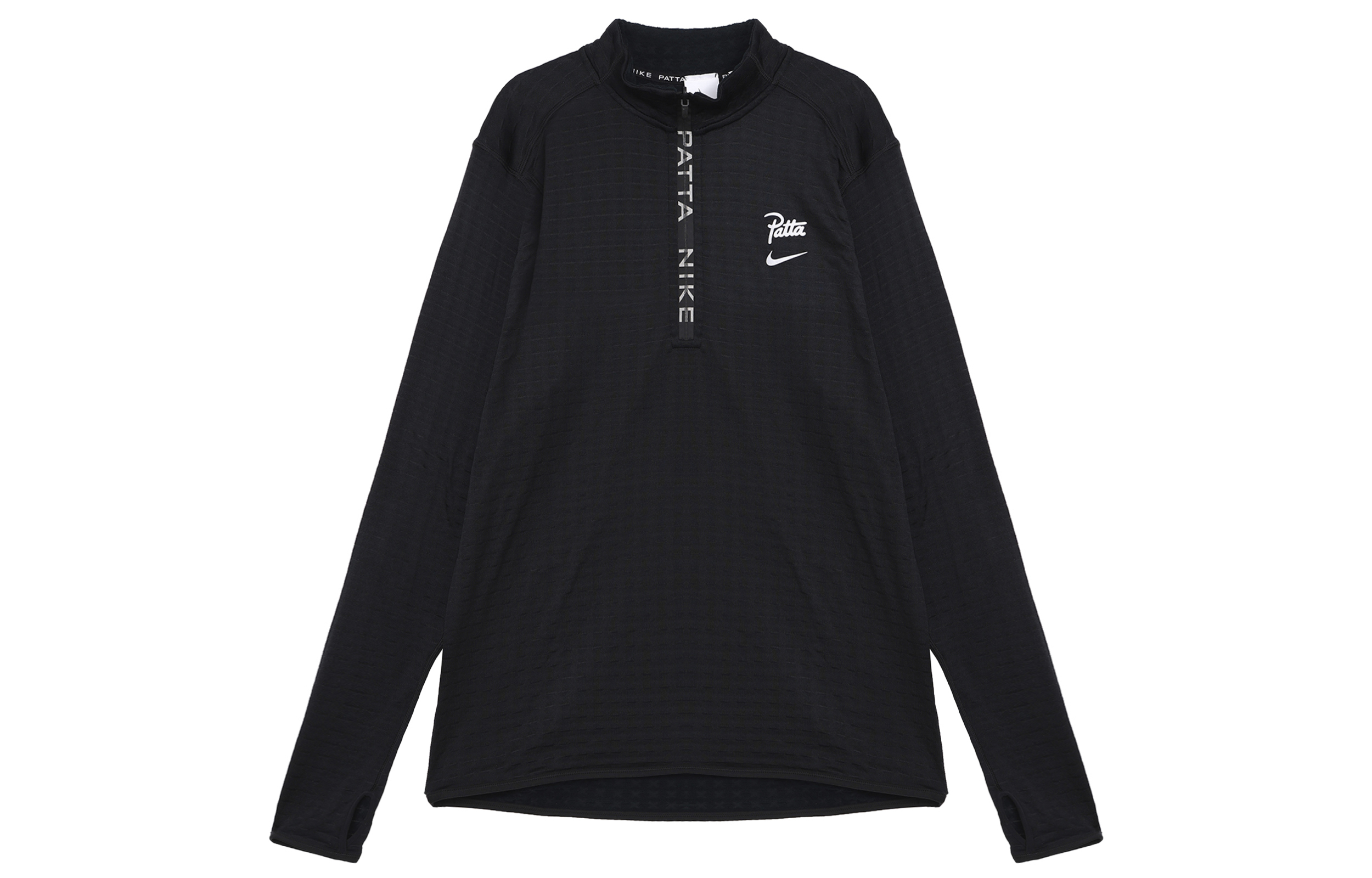 Nike x Patta SS24 Black Half-Zip Logo Print Pullover Sweatshirt Unisex Asian Fit FJ3070-010