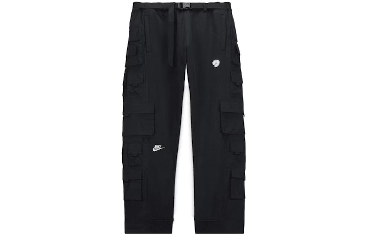 Nike x PEACEMINUSONE SS23  Black Cargo Pants Mid-Rise Loose Fit Casual. DR0095-010