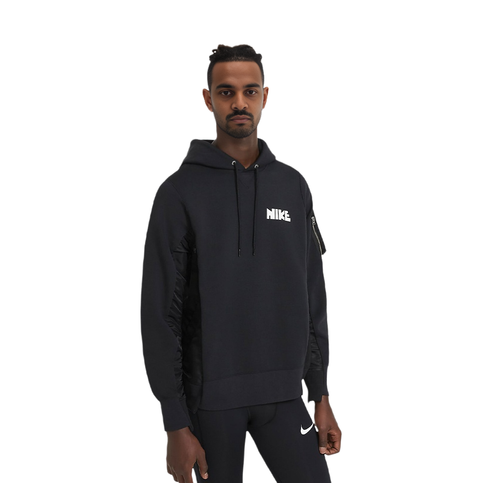 Nike Sacai Collaboration Unisex Black Patchwork Pullover Hoodie CW2419-010 圖 5