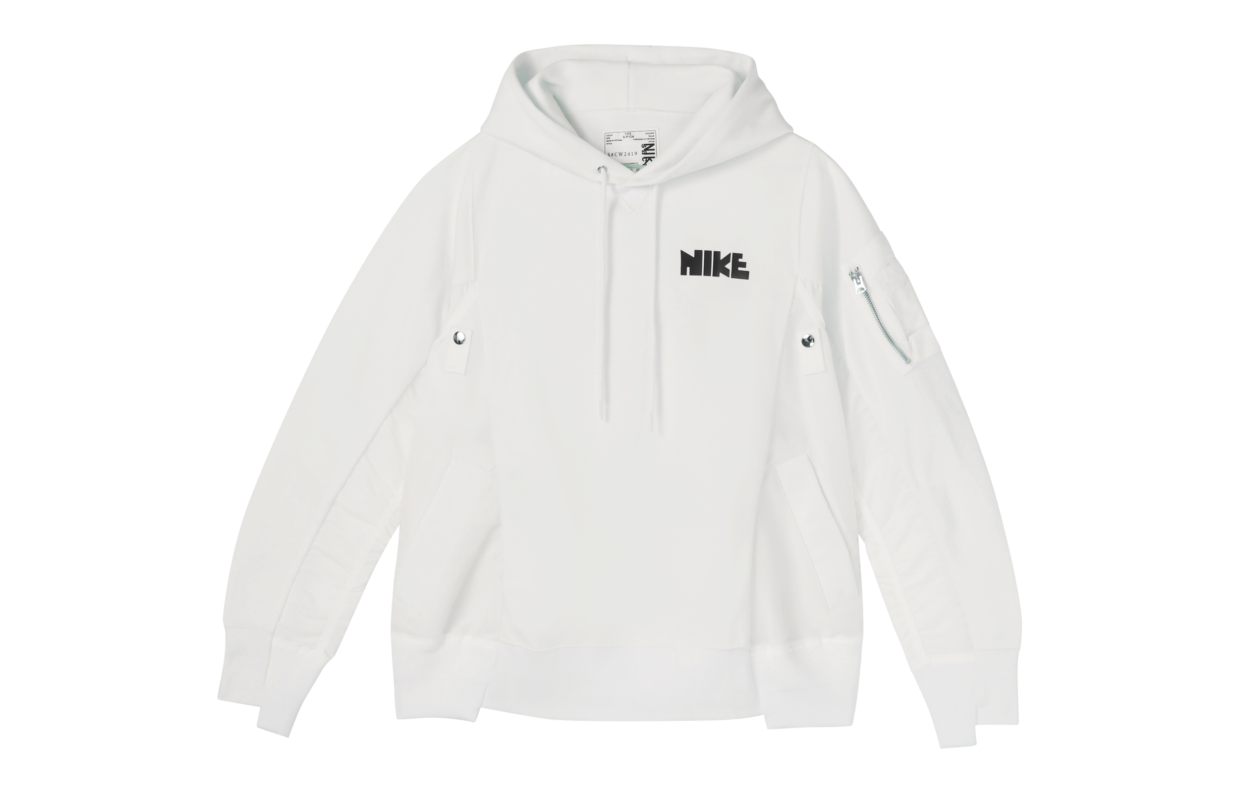 Nike Sacai Collaboration White Pullover Hoodie for Couples CW2419-100 圖 2