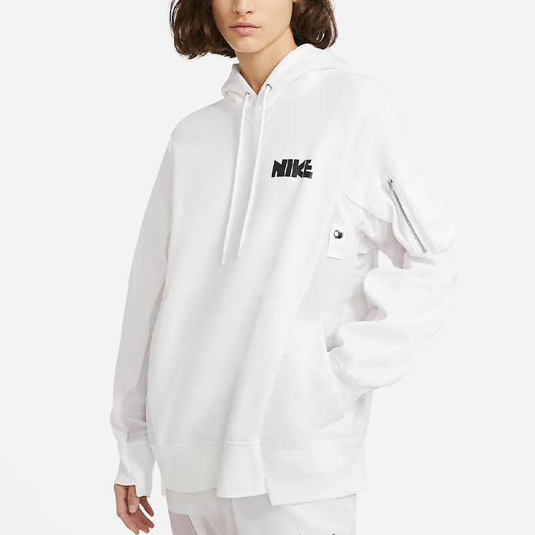 Nike Sacai Collaboration White Pullover Hoodie for Couples CW2419-100 圖 4