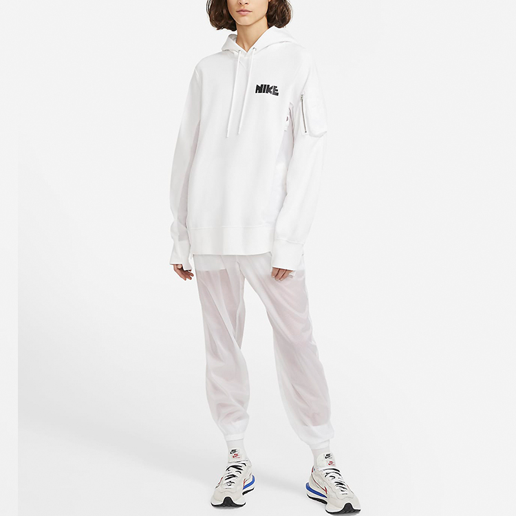 Nike Sacai Collaboration White Pullover Hoodie for Couples CW2419-100 圖 6