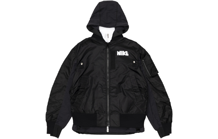 Nike Sacai Double-Layer Colorblock Hooded Jacket Black US Edition. CV5732-010