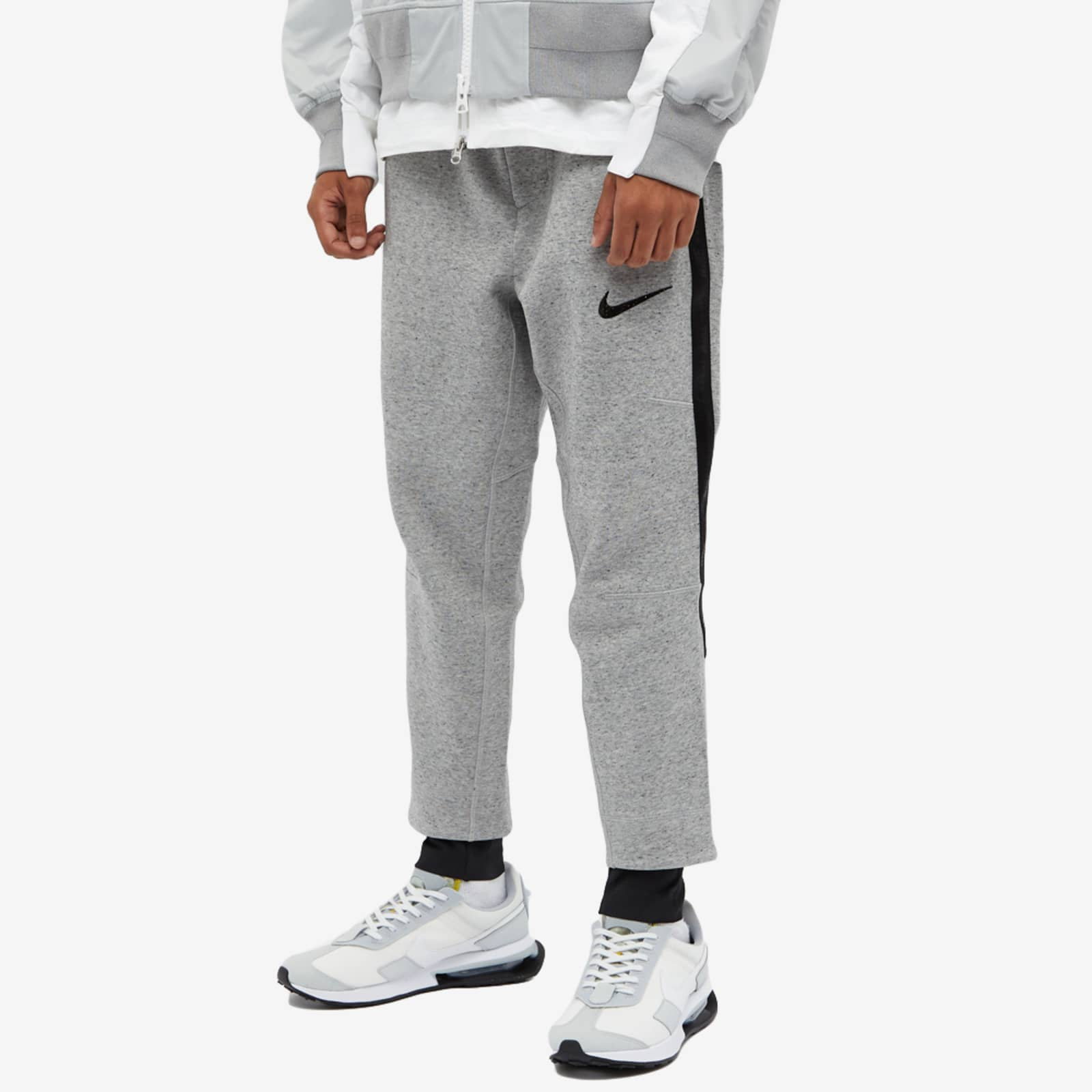 Details for ナイキ x サカイ グレー ニット ジョガーパンツ レトロ サイドストライプ トラウザーズ CW2187-063