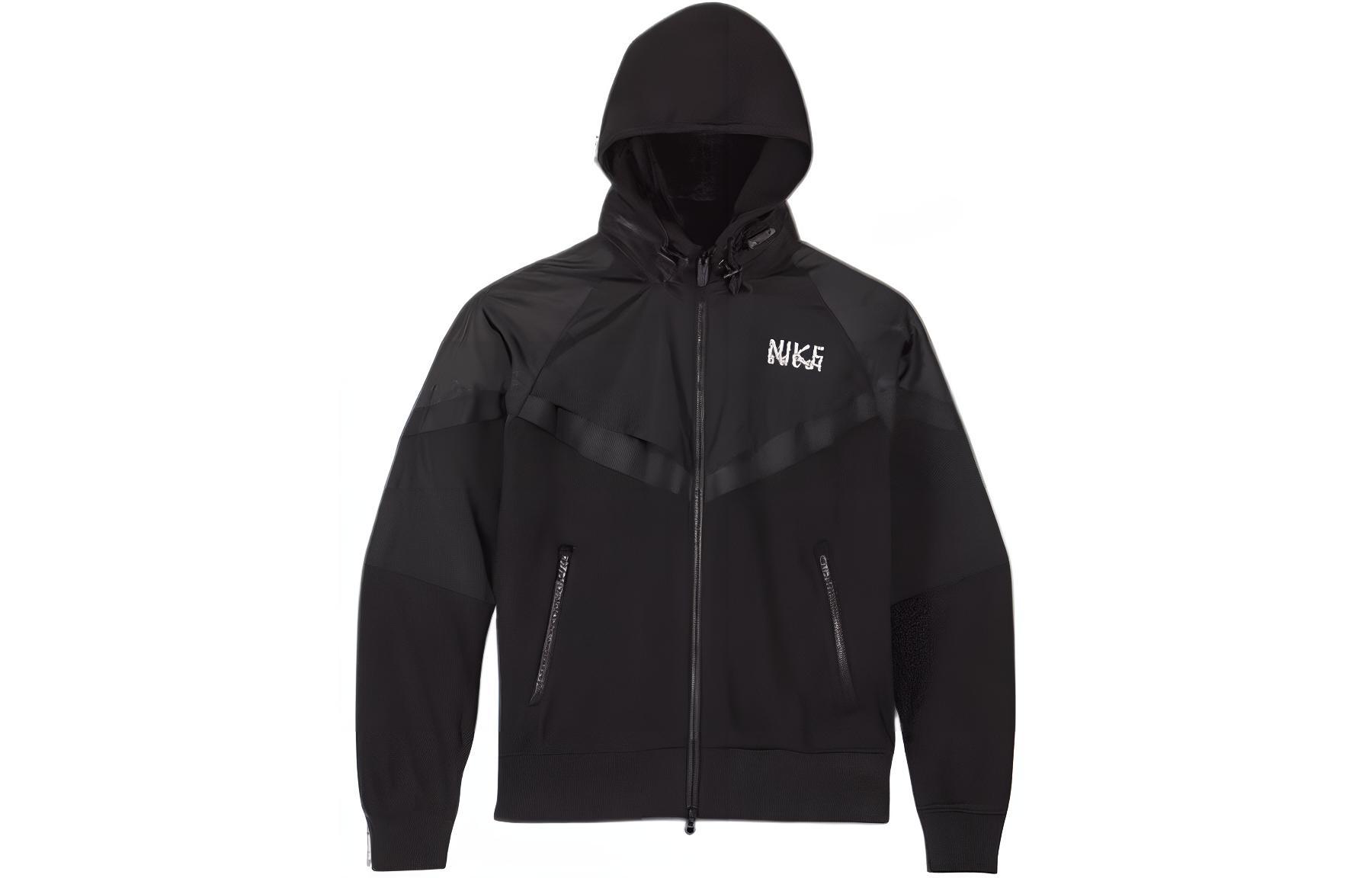 Nike x Sacai Logo Full-Zip Waterproof Hooded Jacket Black ( Asia Edition). DQ9030-010