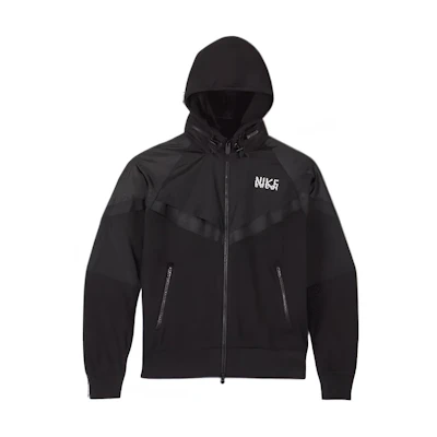 Nike Sacai Logo Full-Zip Waterproof Hooded Jacket Black ( Asia Edition). DQ9030-010