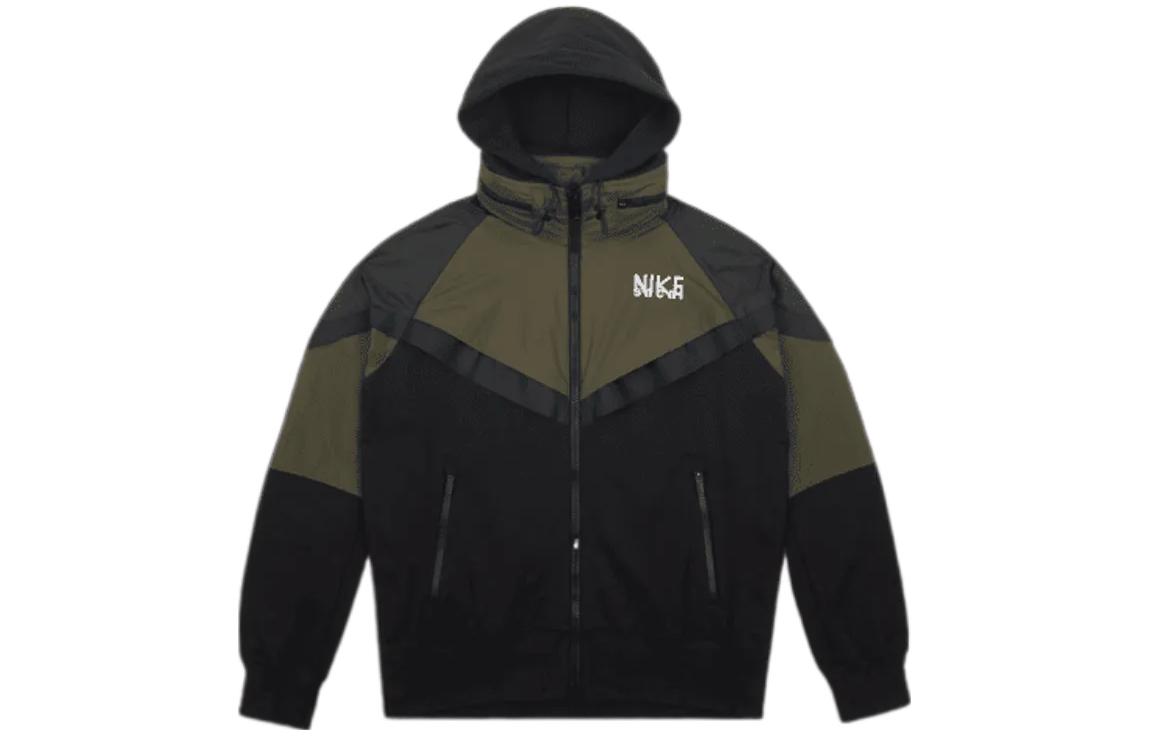 Nike x Sacai Logo Waterproof Full-Zip Hooded Jacket Army Green Asia Edition DQ9030-325