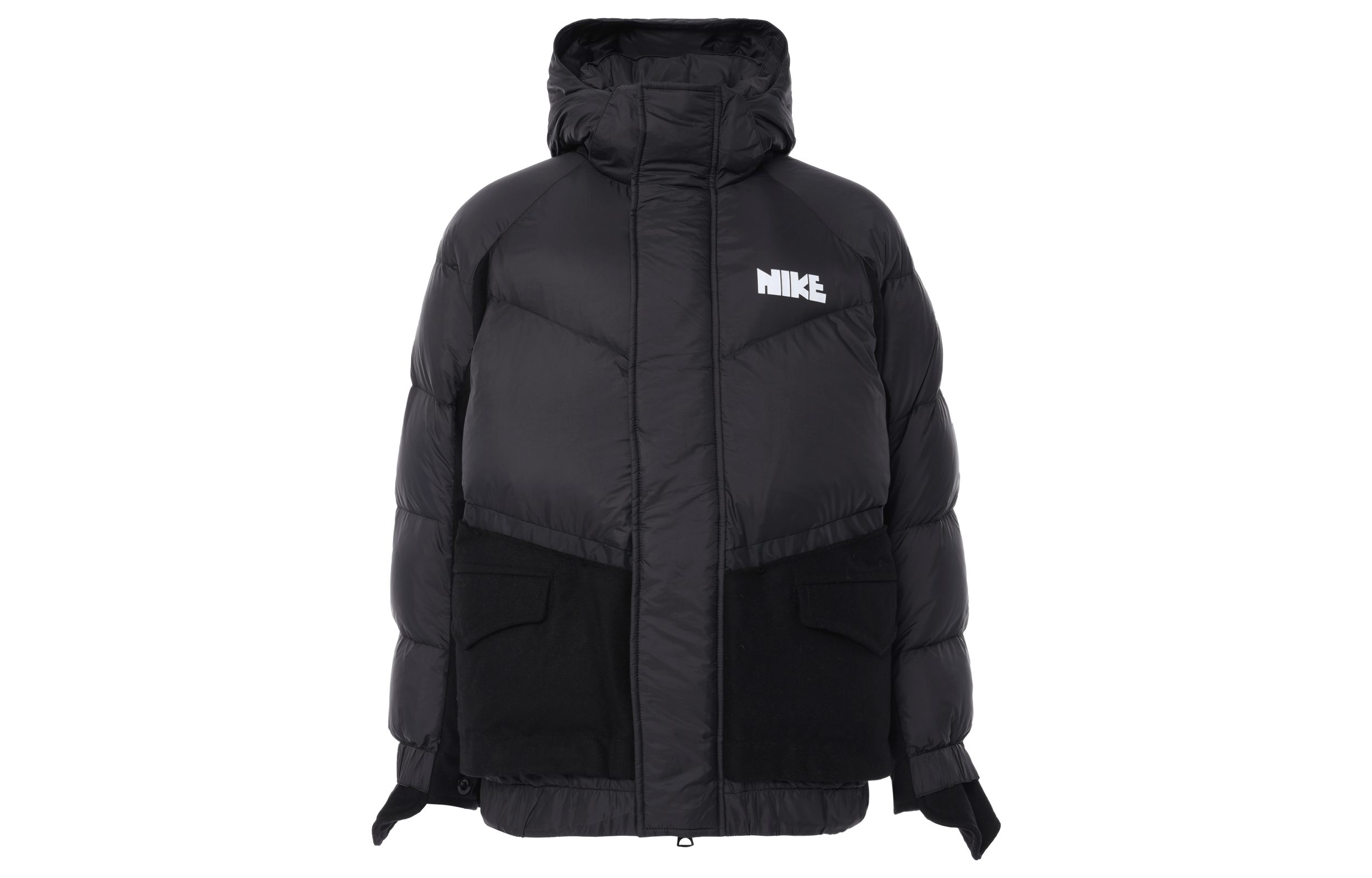 Nike x Sacai Winter Black Hooded Parka Down Jacket Fusion Style CT3269-010