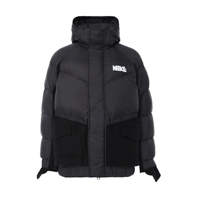 Nike Sacai Winter Black Hooded Parka Down Jacket Fusion Style CT3269-010
