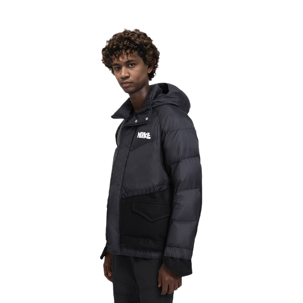 Shop Nike x Sacai Winter Black Hooded Parka Down Jacket Fusion Style CT3269-010