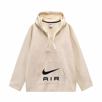 Nike Stussy FW22 NRG Pullover Hoodie Beige Unisex Logo Kangaroo Pocket Casual Wear DO5307-120