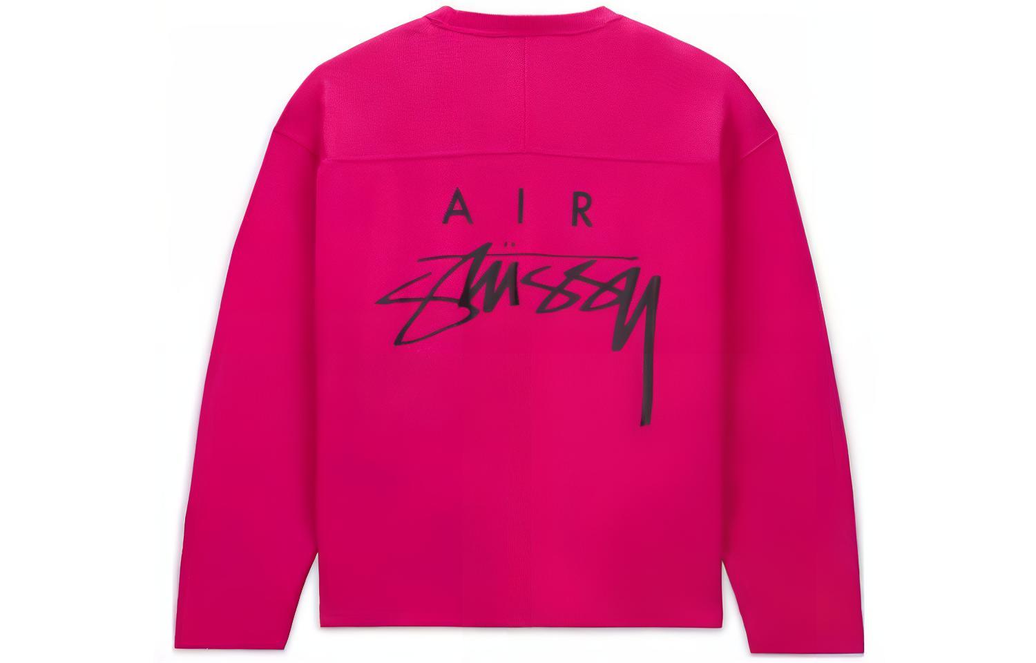 Nike x Stussy Logo Mesh Crewneck Sweatshirt Pink Retro Unisex Asia Edition FJ9165-615