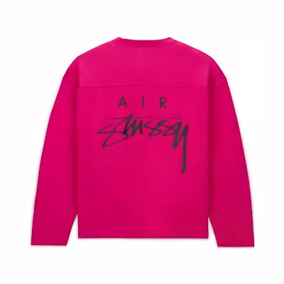 Nike Stussy Logo Mesh Crewneck Sweatshirt Pink Retro Unisex Asia Edition FJ9165-615