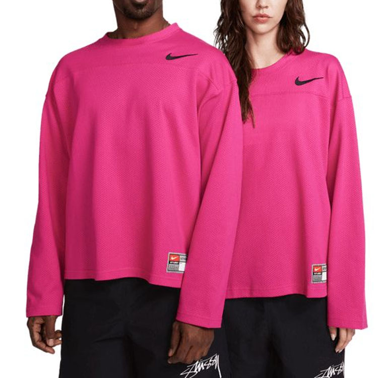 Shop 耐克 x Stussy 粉色复古标志网眼圆领卫衣 男女款 亚洲限定版 FJ9165-615
