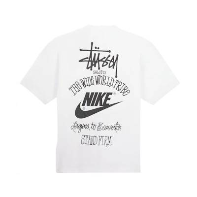 Nike Stussy Logo Print Retro Crewneck T-Shirt White - Style. DV1774-100