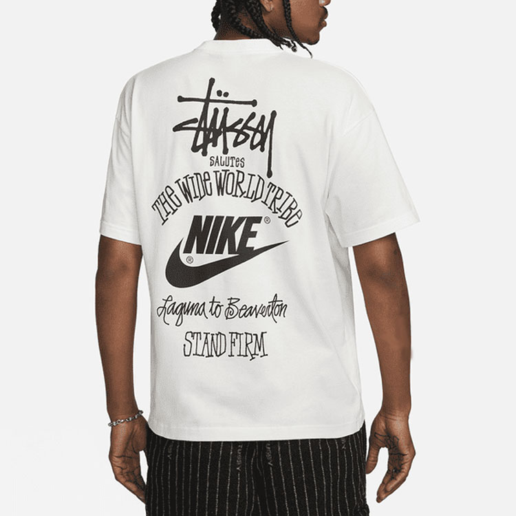 Details for Nike x Stussy Logo Print Retro Crewneck T-Shirt White -  Style. DV1774-100