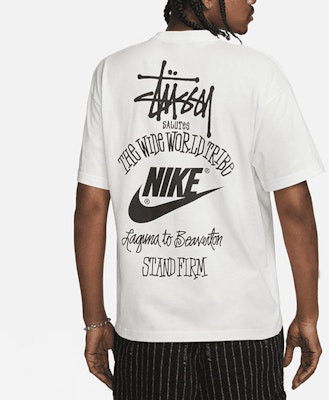 Nike x Stussy Logo Print Retro Crewneck T-Shirt White - Style. DV1774-100 Details for Nike x Stussy Logo Print Retro Crewneck T-Shirt White - Style. DV1774-100