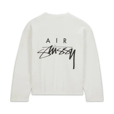 Nike Stussy Mesh Logo Print Retro Long-Sleeve Crewneck Tee White Unisex Asia Edition FJ9165-133