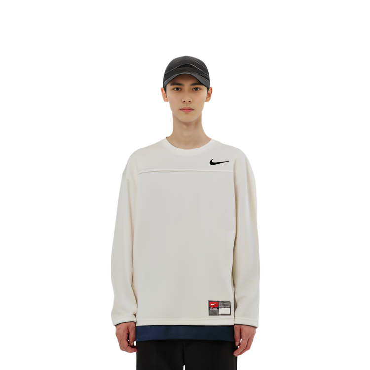 Sizing ナイキ x ステューシー メッシュロゴ レトロ長袖 クルーネックTシャツ 白 アジア限定 FJ9165-133