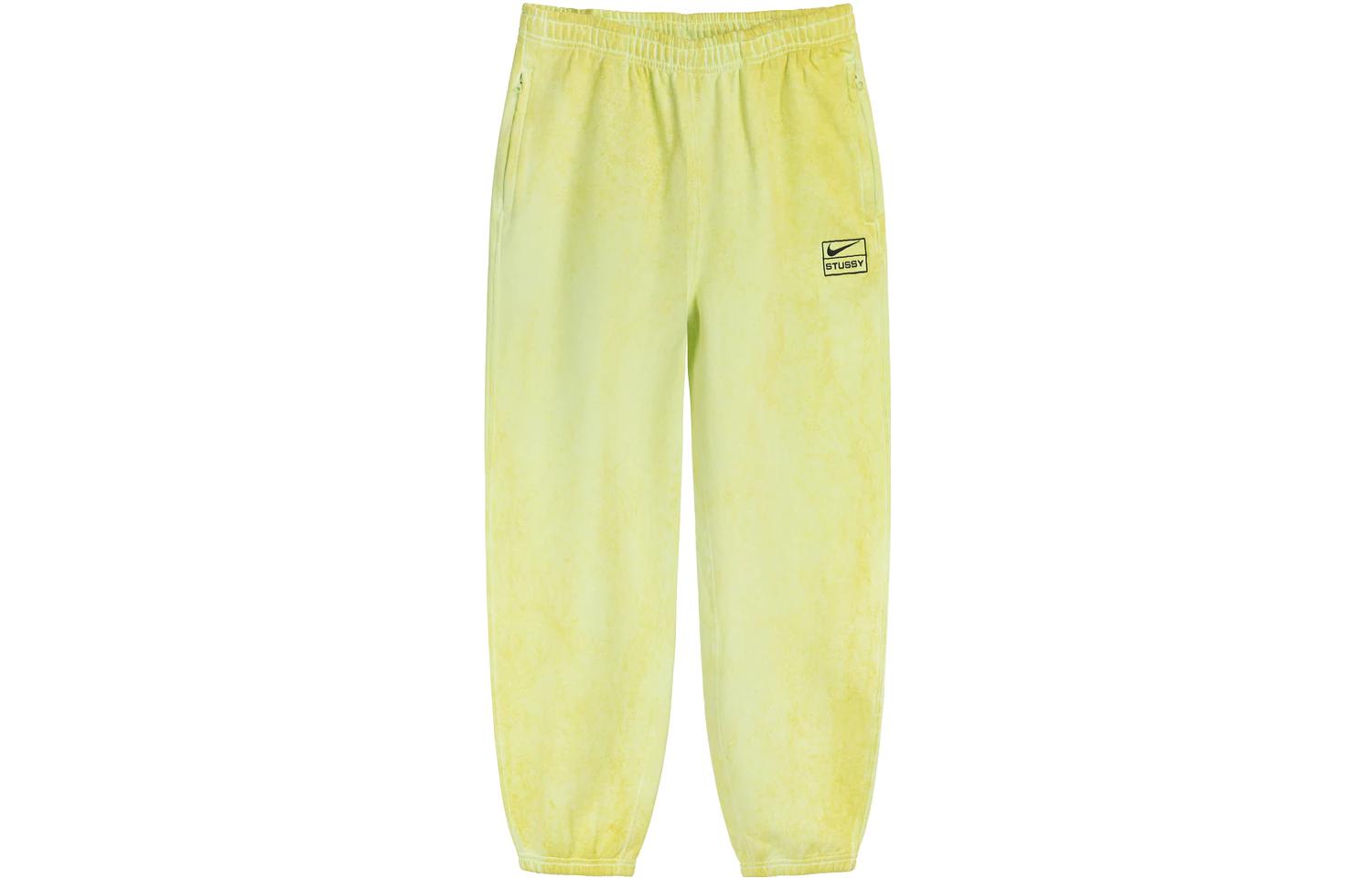 Nike x Stussy SS22 Yellow Embroidered Logo Jogger Sweatpants Unisex Casual Wear DM1024-702