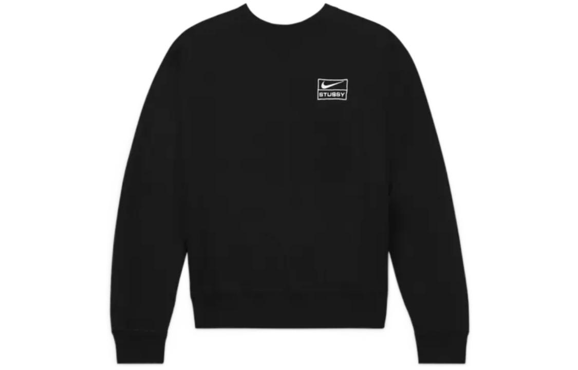 Nike x Stussy SS23 Black Logo Print Crewneck Sweatshirt Vintage Unisex Pullover. DO5310-010