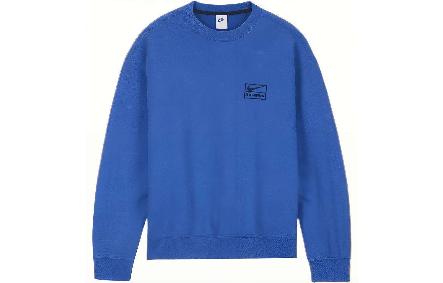 Nike x Stussy SS23 Blue Logo Print Fleece Sweatshirt Unisex Couples Edition DR4024-480