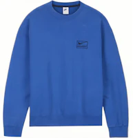 Nike x Stussy SS23 Blue Logo Print Fleece Sweatshirt Unisex Couples Edition DR4024-480 Nike x Stussy SS23 Blue Logo Print Fleece Sweatshirt Unisex Couples Edition DR4024-480