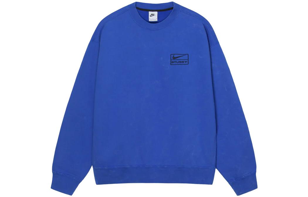 Nike x Stussy SS23 Collab Solid Color Crewneck Sweatshirt Blue Unisex APAC Edition DR4426-480